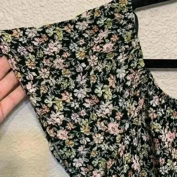 Iris floral puff sleeve sz L girly feminine fall winter casual preppy festival - Picture 2 of 7